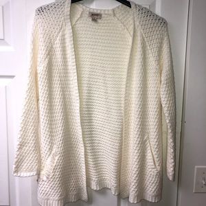 White knit cardigan sweater